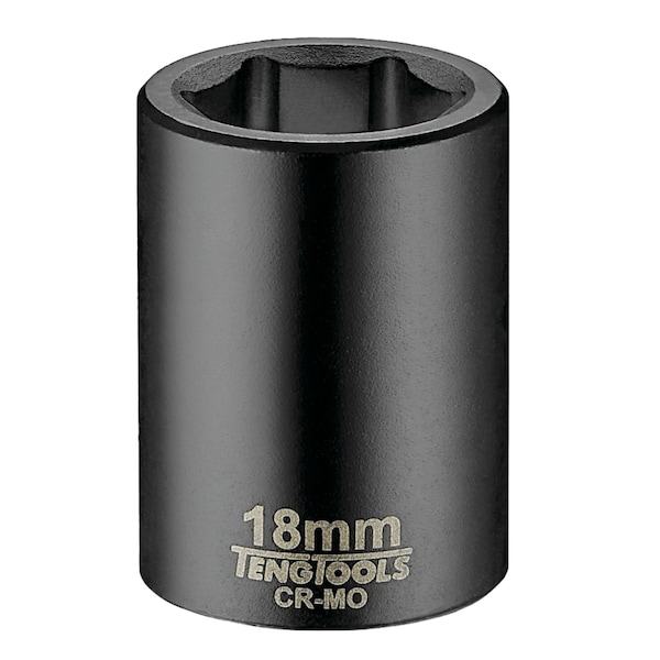 Teng Tools 18MM 1/2 Inch Drive ANSI 6 Point Metric Shallow Chrome Molybdenum Impact Socket 920518AN - main
